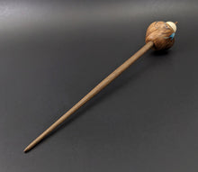 Load image into Gallery viewer, Mushroom support spindle in eucalyptus burl, holly, and walnut with turquoise inlay