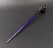 Load image into Gallery viewer, Dragon egg bead spindle in African blackwood and hand dyed curly maple