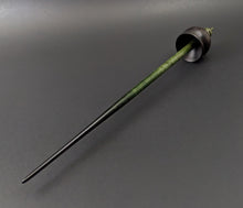 Load image into Gallery viewer, Cauldron spindle in African blackwood and hand dyed curly maple