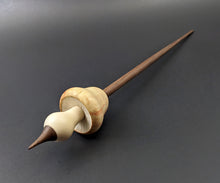 Load image into Gallery viewer, Mushroom support spindle in flame box elder, holly, and walnut