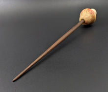 Load image into Gallery viewer, Mushroom support spindle in flame box elder, holly, and walnut