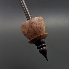 Load image into Gallery viewer, Teacup spindle in redwood lace burl and ebonized walnut