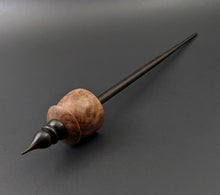 Load image into Gallery viewer, Teacup spindle in redwood lace burl and ebonized walnut
