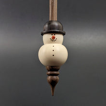 Load image into Gallery viewer, Snowman support spindle in holly, African blackwood, and walnut