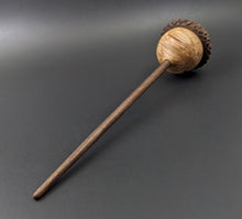Load image into Gallery viewer, Acorn drop spindle in maple burl and walnut