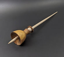 Load image into Gallery viewer, Tiny dancer spindle in canarywood and curly maple