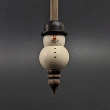 Load image into Gallery viewer, Snowman support spindle in holly, African blackwood, and walnut