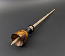 Load image into Gallery viewer, Tiny dancer spindle in cocobolo, African blackwood, and curly maple