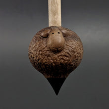 Load image into Gallery viewer, Sheep support spindle in walnut and curly maple