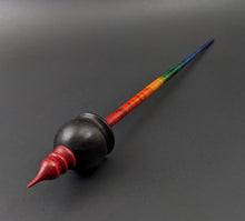 Load image into Gallery viewer, Cauldron spindle in African blackwood and hand dyed curly maple
