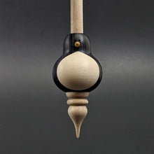 Load image into Gallery viewer, Penguin bead spindle in frogwood, holly, and curly maple