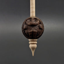 Load image into Gallery viewer, Hedgehog bead spindle in walnut and curly maple