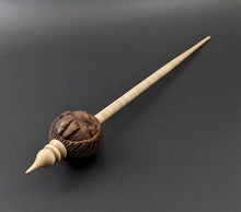 Load image into Gallery viewer, Hedgehog bead spindle in walnut and curly maple