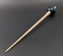 Load image into Gallery viewer, Bead spindle in hand dyed maple burl and curly maple