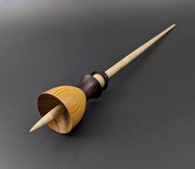 Load image into Gallery viewer, Tiny dancer spindle in East Indian rosewood, canarywood, and curly maple (<font color="red"<b>RESERVED</b></font> for Natasa)