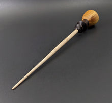 Load image into Gallery viewer, Tiny dancer spindle in East Indian rosewood, canarywood, and curly maple (<font color="red"<b>RESERVED</b></font> for Natasa)