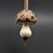 Load image into Gallery viewer, Mushroom support spindle in elm burl, holly, and walnut