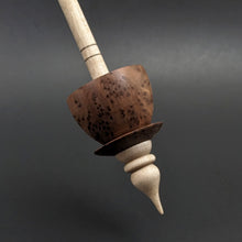 Load image into Gallery viewer, Teacup spindle in redwood lace burl and curly maple