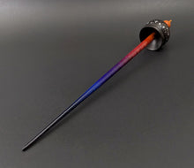 Load image into Gallery viewer, Cauldron spindle in African blackwood and hand dyed curly maple