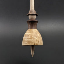 Load image into Gallery viewer, Tiny dancer spindle in Karelian birch, walnut, and curly maple