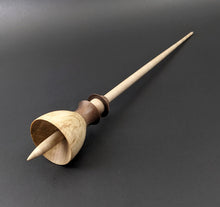 Load image into Gallery viewer, Tiny dancer spindle in Karelian birch, walnut, and curly maple