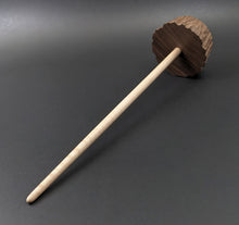 Load image into Gallery viewer, Toadstool stump drop spindle in walnut and curly maple (<font color="red"<b>RESERVED</b></font> for Emily)