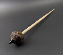 Load image into Gallery viewer, Sheep support spindle in walnut and curly maple