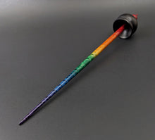 Load image into Gallery viewer, Cauldron spindle in African blackwood and hand dyed curly maple