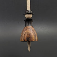 Load image into Gallery viewer, Tiny dancer spindle in cocobolo, African blackwood, and curly maple