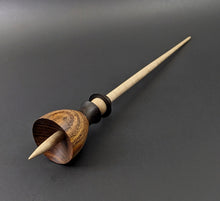 Load image into Gallery viewer, Tiny dancer spindle in cocobolo, African blackwood, and curly maple