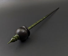Load image into Gallery viewer, Cauldron spindle in African blackwood and hand dyed curly maple