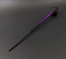 Load image into Gallery viewer, Dragon egg bead spindle in African blackwood and hand dyed curly maple