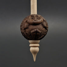 Load image into Gallery viewer, Hedgehog bead spindle in walnut and curly maple