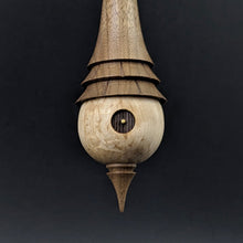 Load image into Gallery viewer, Wee folk spindle in Karelian birch and walnut