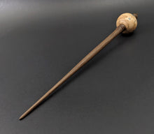 Load image into Gallery viewer, Bead spindle in maple burl and curly maple with turquoise inlay
