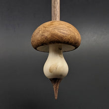 Load image into Gallery viewer, Mushroom support spindle in amboyna burl, holly, and walnut