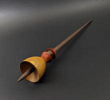 Load image into Gallery viewer, Tiny dancer spindle in canarywood, padauk, and walnut