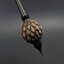 Load image into Gallery viewer, Dragon egg bead spindle in cocobolo and hand dyed walnut