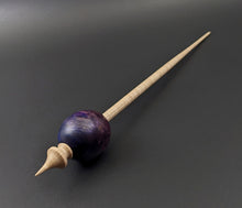 Load image into Gallery viewer, Egg bead spindle in hand dyed maple burl and curly maple