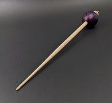 Load image into Gallery viewer, Egg bead spindle in hand dyed maple burl and curly maple