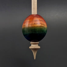 Load image into Gallery viewer, Egg bead spindle in hand dyed curly maple and curly maple