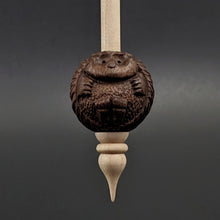 Load image into Gallery viewer, Hedgehog bead spindle in walnut and curly maple