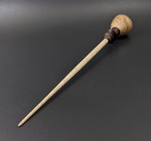 Load image into Gallery viewer, Tiny dancer spindle in maple burl, walnut, and curly maple