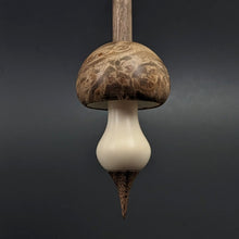 Load image into Gallery viewer, Mushroom support spindle in maple burl, holly, and walnut