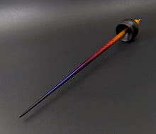 Load image into Gallery viewer, Cauldron spindle in African blackwood and hand dyed curly maple
