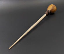 Load image into Gallery viewer, Tiny dancer spindle in canarywood, Bolivian rosewood, and curly maple