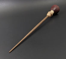 Load image into Gallery viewer, Tiny dancer spindle in purpleheart, curly maple, and walnut (<font color="red"<b>RESERVED</b></font> for Erin)