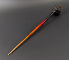 Load image into Gallery viewer, Dragon egg bead spindle in African blackwood and hand dyed curly maple