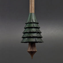 Load image into Gallery viewer, Pine tree spindle in hand dyed walnut and walnut