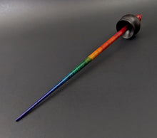 Load image into Gallery viewer, Cauldron spindle in African blackwood and hand dyed curly maple